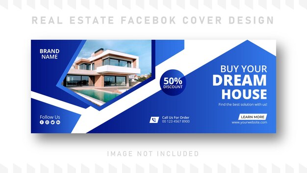 Onroerend goed huis eigendom facebook voorblad banner ontwerpsjabloon