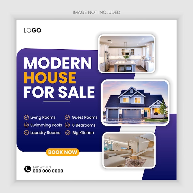 Onroerend goed huis eigendom vierkant sociale media verkoop web banner of Instagram post sjabloon ontwerp