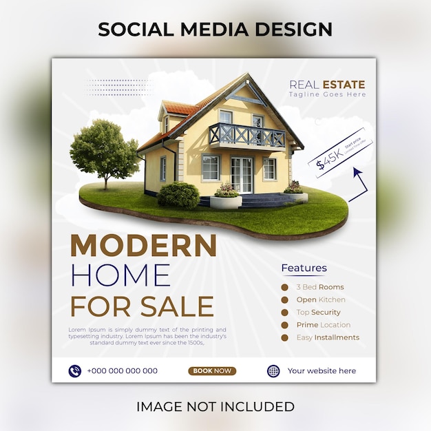 Onroerend goed huis Instagram post ontwerp of moderne social media banner sjabloon