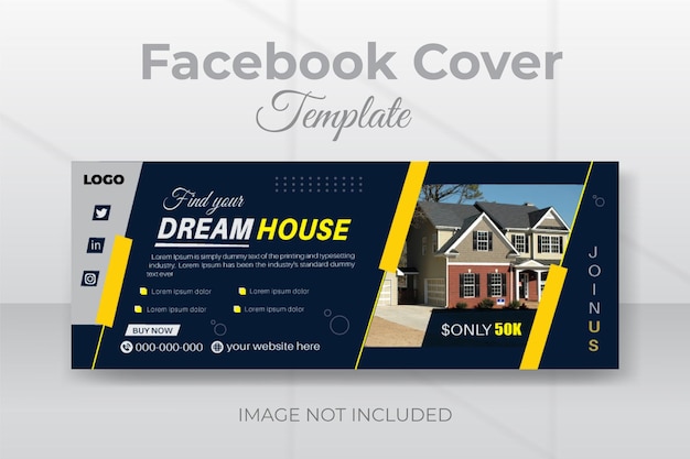 Vector onroerend goed huis te koop social media cover