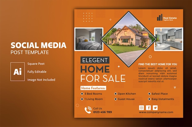 Onroerend goed huis verkoop banner of post op sociale media