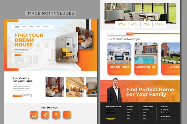 onroerend goed interieur website bestemmingspagina premium vector