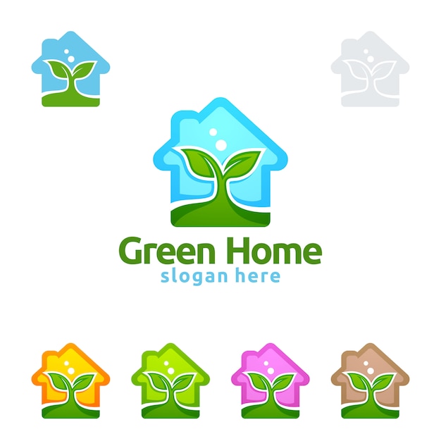 Onroerend goed logo met green house concept