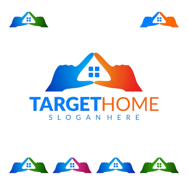 Onroerend goed Logo met Home en Target Investment Concept