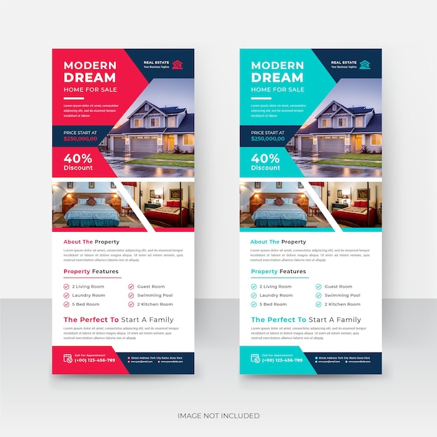 Onroerend goed modern huis te koop rollup banner sjabloonontwerp