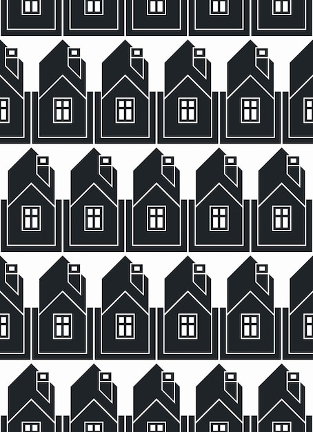 Onroerend goed thema vector symmetrische naadloze patroon, abstracte huizen afbeelding. Projectontwikkelaar idee, voor gebruik in grafisch ontwerp.