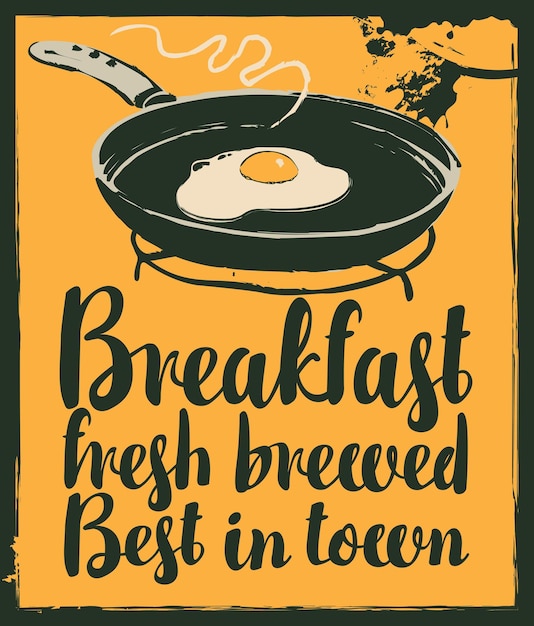 Vector ontbijt met een koekenpan en gebakken eieren