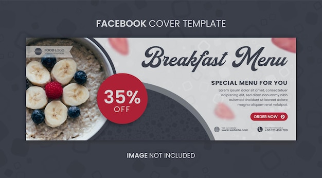 Ontbijtmenu Facebook-omslagsjabloonontwerp