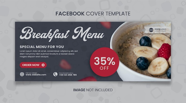 Ontbijtmenu Facebook-omslagsjabloonontwerp