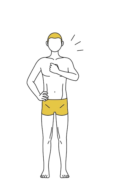 Ontharing en esthetiek voor mannen image Een man in ondergoed tikt op zijn borst