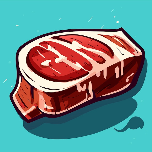 Vector ontmoet steak met de hand getekende platte stijlvolle cartoon sticker icoon concept geïsoleerde illustratie