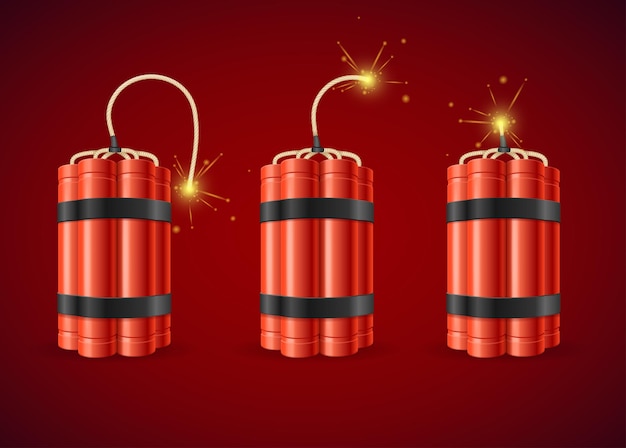 Ontploffing Dynamite Bomb Set Ontploffing Dynamite Bomb. vector illustratie