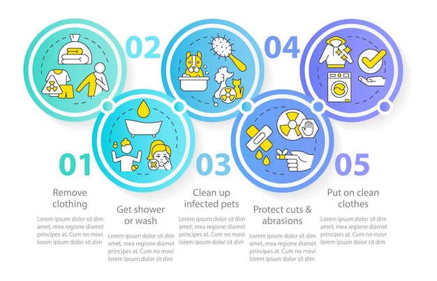 Vector ontsmet na straling noodcirkel infographic sjabloon