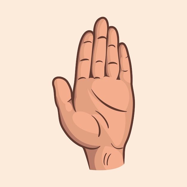 Ontspannen open handpalmen met gesloten vingers. palm pictogram vectorillustratie van menselijke zintuigen