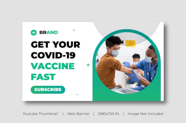 Ontvang uw Covid19-vaccin snel bewerkbaar videominiatuurontwerp Aanpasbare webbannersjabloon