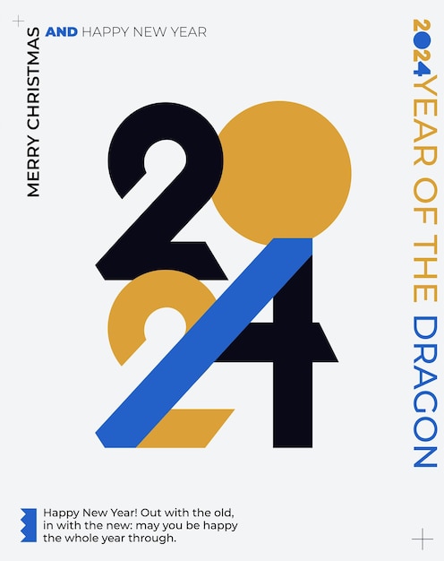 Vector ontwerp 2024 gelukkig nieuwjaar posterlay-out creatief concept van sjabloon met typografie-logo 2024 voor viering en kerstversiering minimalistische trendy vector voor branding omslagkaartbanner