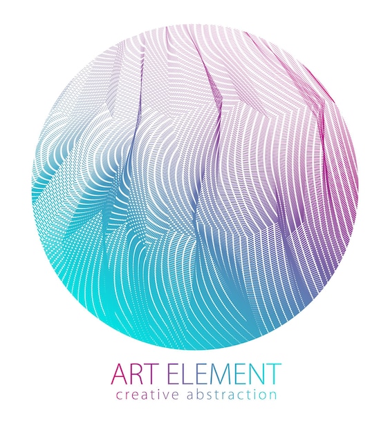 Ontwerp artistiek element van grote lijnen oppervlaktetextuur in een vorm van cirkel. vector abstracte 3d perspectief achtergrond voor lay-outs, posters, banners, print en web. trendy en stoer.