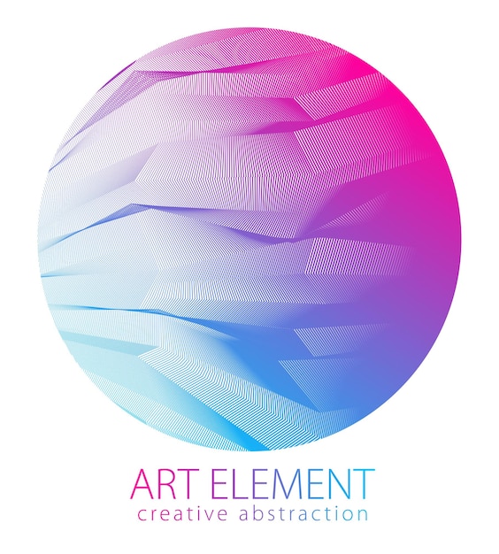 Ontwerp artistiek element van grote lijnen oppervlaktetextuur in een vorm van cirkel. Vector abstracte 3d perspectief achtergrond voor lay-outs, posters, banners, print en web. Trendy en stoer.