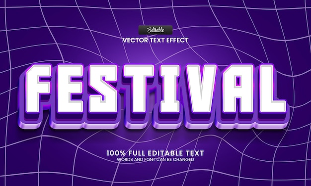 Ontwerp bewerkbaar teksteffect festival 3d vectorillustratie