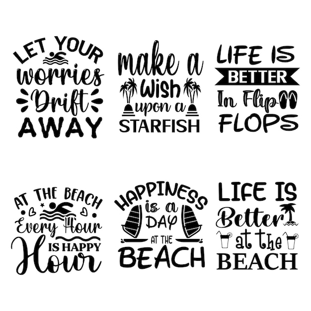 Ontwerp bundel met strandcitaten