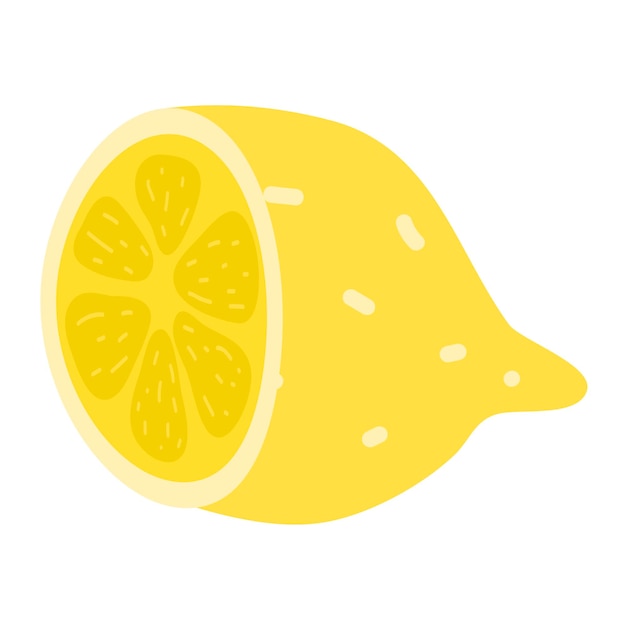 Vector ontwerp de helft van rijpe citroen gele citrusvruchten biologisch en gezond product gedetailleerd plat vectorpictogram