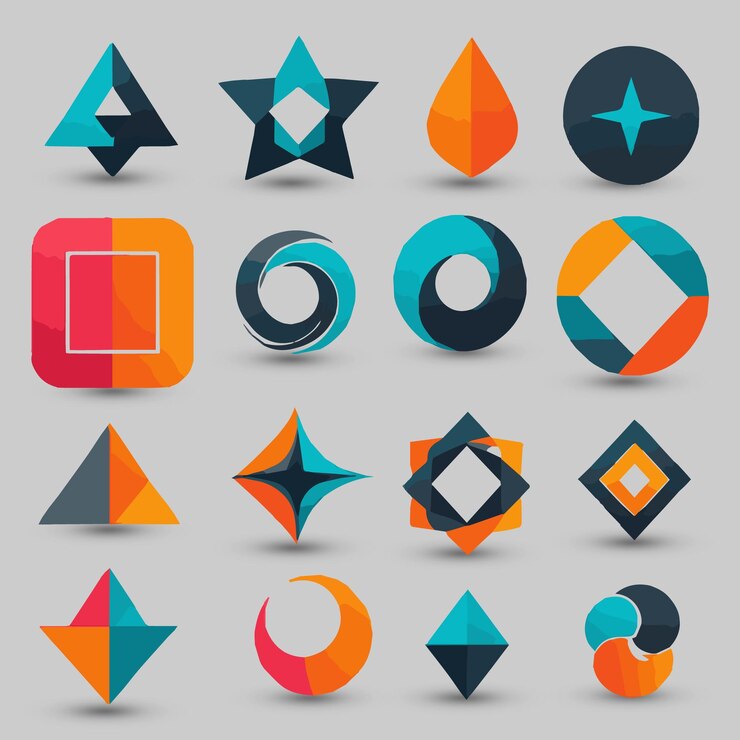 Ontwerp een moderne minimalistische logo icoon vorm van kleurrijke met een rood en oranje ontwerp