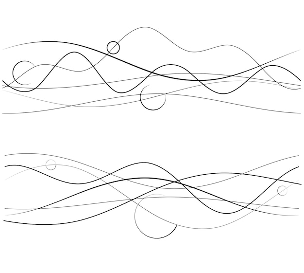 Ontwerp elementen Golflengte van veel paarse zwarte lijnen Abstract golvende strepen op witte achtergrond geïsoleerd Vector illustratie EPS 10 Kleurige golven met lijnen