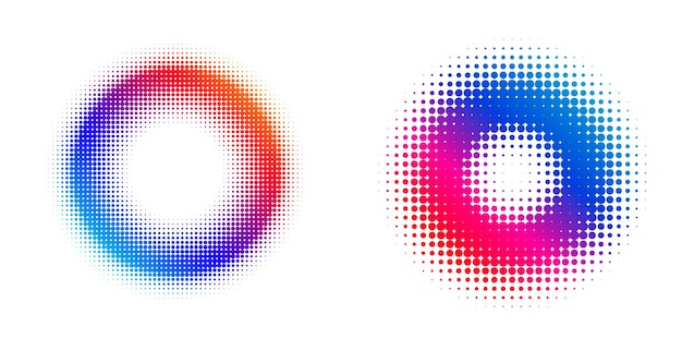 Ontwerp elementen symbool instellen Bewerkbare halftone frame stip cirkel patroon op witte achtergrond Vector illustratie eps 10 frame met zwarte willekeurige stippen Ronde rand Pictogram met behulp van halftone cirkel stippen tekst