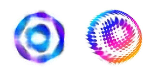 Ontwerp elementen symbool instellen Bewerkbare halftone frame stip cirkel patroon op witte achtergrond Vector illustratie eps 10 frame met zwarte willekeurige stippen Ronde rand Pictogram met behulp van halftone cirkel stippen tekst