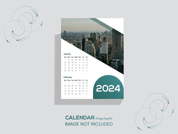 Vector ontwerp en sjabloon van de kalender 2024