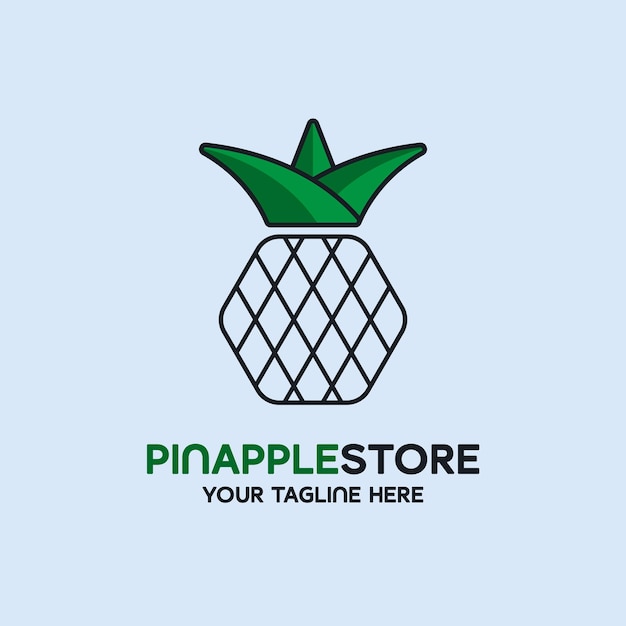 Vector ontwerp en sjabloon voor het logo van de ananaswinkel