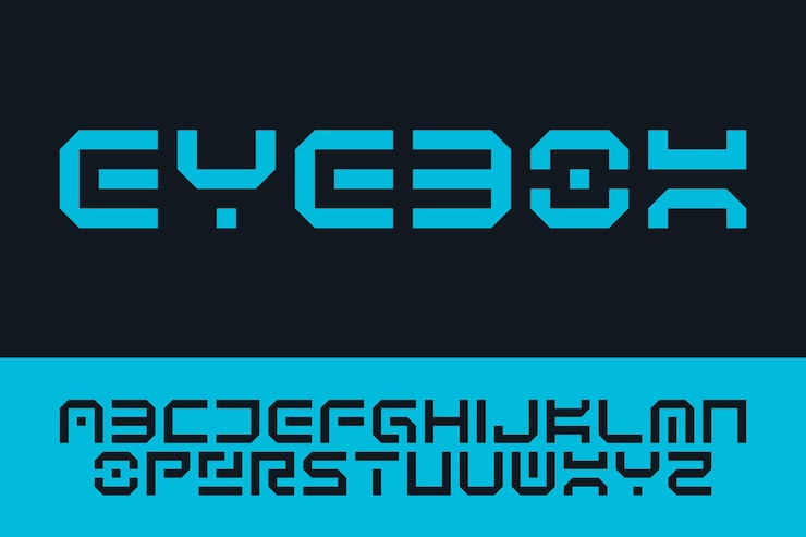 Vector ontwerp eye box lettertype alfabet typografie lettertype tekst