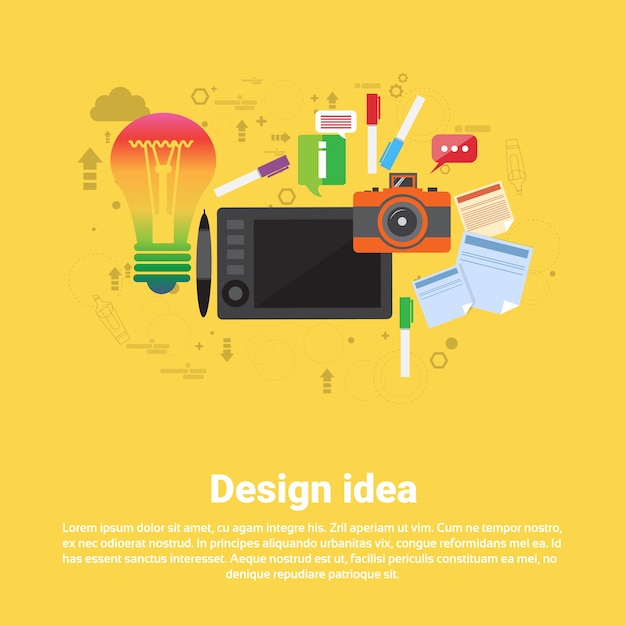 Vector ontwerp idee grafisch ontwerper tekening pictogram web banner flat