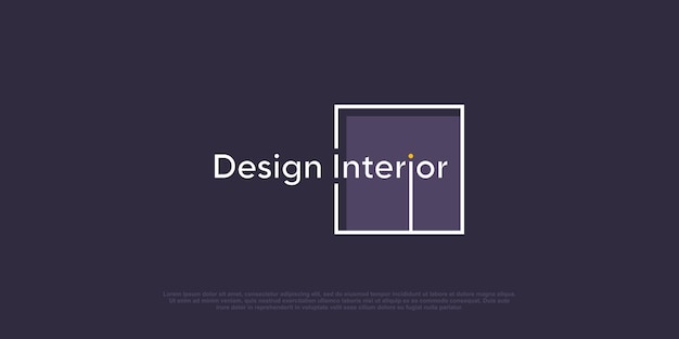 Vector ontwerp interieurlogo met creatief vierkant element premium vector
