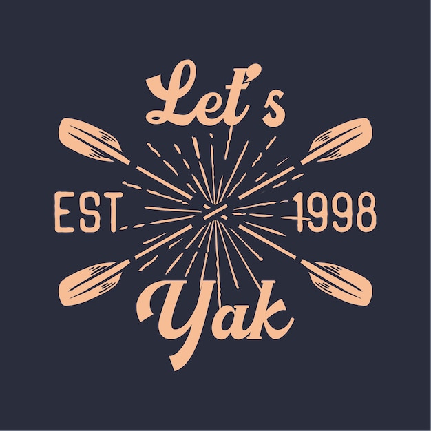 Ontwerp laten we yak est 1998 met kajakpeddel platte illustratie