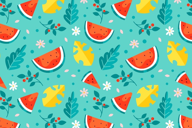 Vector ontwerp met plat ontwerp, fruit en bloemenpatroon