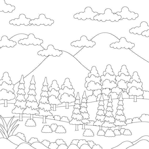 Ontwerp natuur landschap overzicht kleurplaat