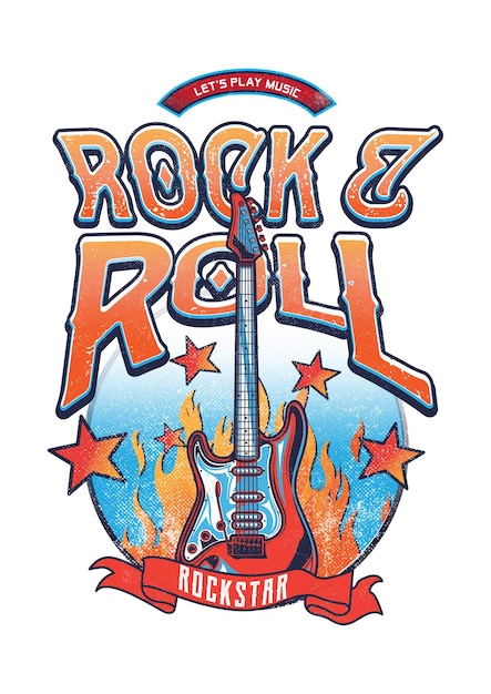 Ontwerp Rock N Roll voor je graphic tees of poster