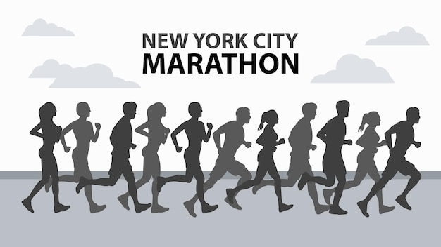 Ontwerp silhouet lopers new york city marathon vectorillustratie