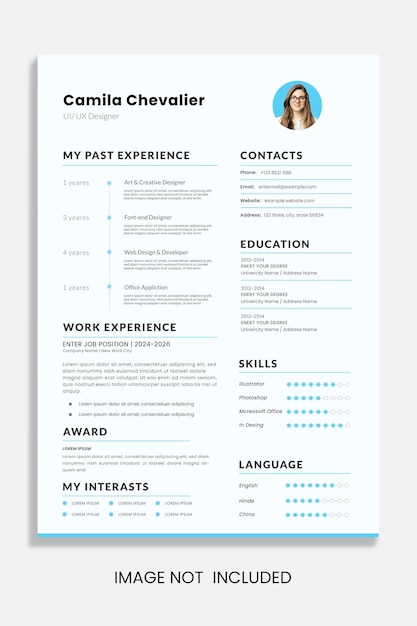 Ontwerp sjabloon CV een combinatie van zwart en wit ziet er elegant uit Vector