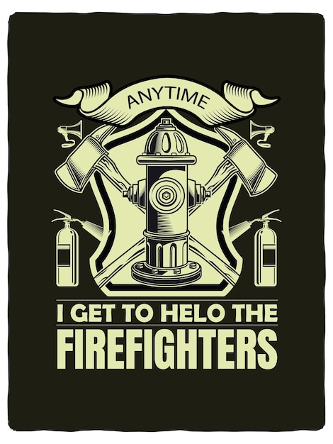 Vector ontwerp sjabloon voor t-shirt voor brandweerlieden