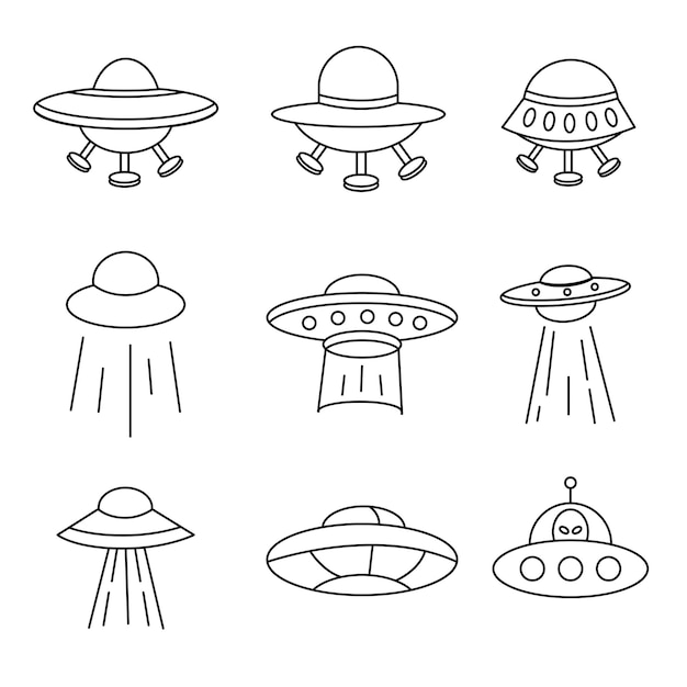 ontwerp ufo ruimteschip lijn art set