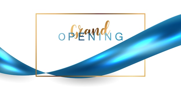 Ontwerp uw openingskaart met een elegante blauwe lint zakelijke banner sjabloon vectorillustratie