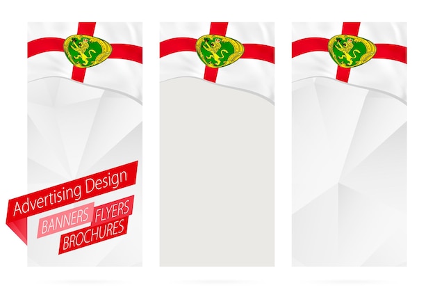 Ontwerp van banners flyers brochures met vlag van Alderney