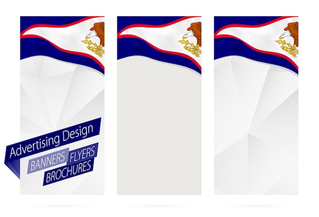 Ontwerp van banners flyers brochures met vlag van Amerikaans-Samoa