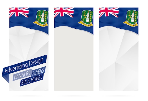 Ontwerp van banners flyers brochures met vlag van Britse Maagdeneilanden