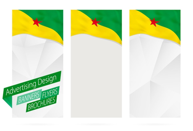 Ontwerp van banners flyers brochures met vlag van Frans-Guyana