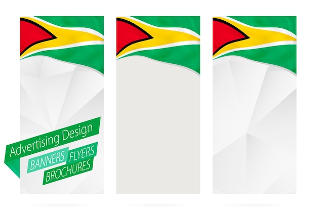 Vector ontwerp van banners flyers brochures met vlag van guyana