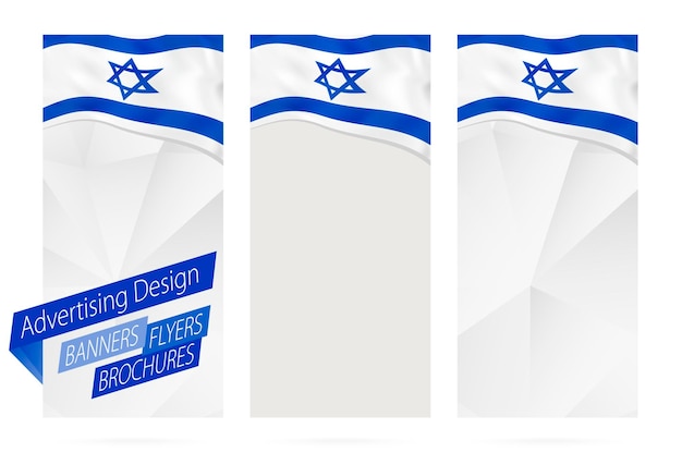 Ontwerp van banners flyers brochures met vlag van israël