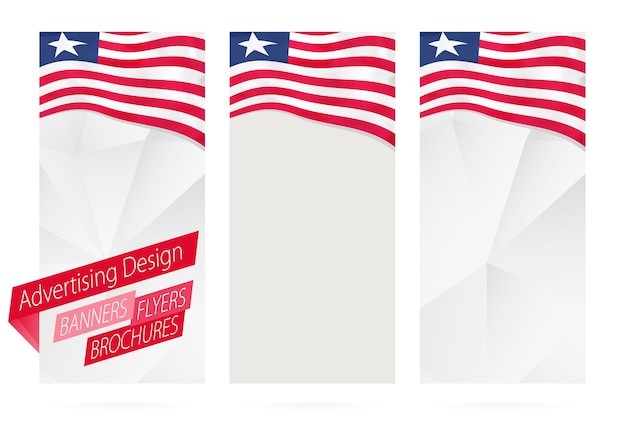 Ontwerp van banners flyers brochures met vlag van Liberia